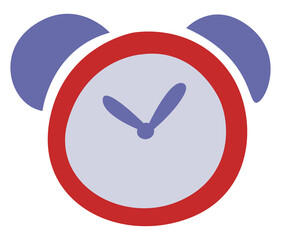 Sticker - Red alarm clock, illustration, vector, on a white background.