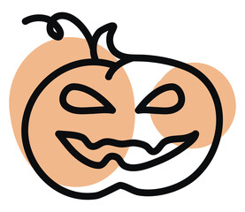 Poster - Halloween pumpkin, illustration, vector, on a white background.