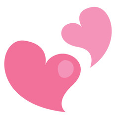 Sticker - Two pink hearts, illustration, vector, on a white background.