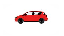Animation 3D Spinning On A White Background Red Car. Looped Animation