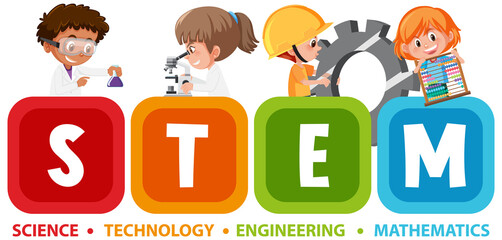 Poster - Colourful STEM education text icon