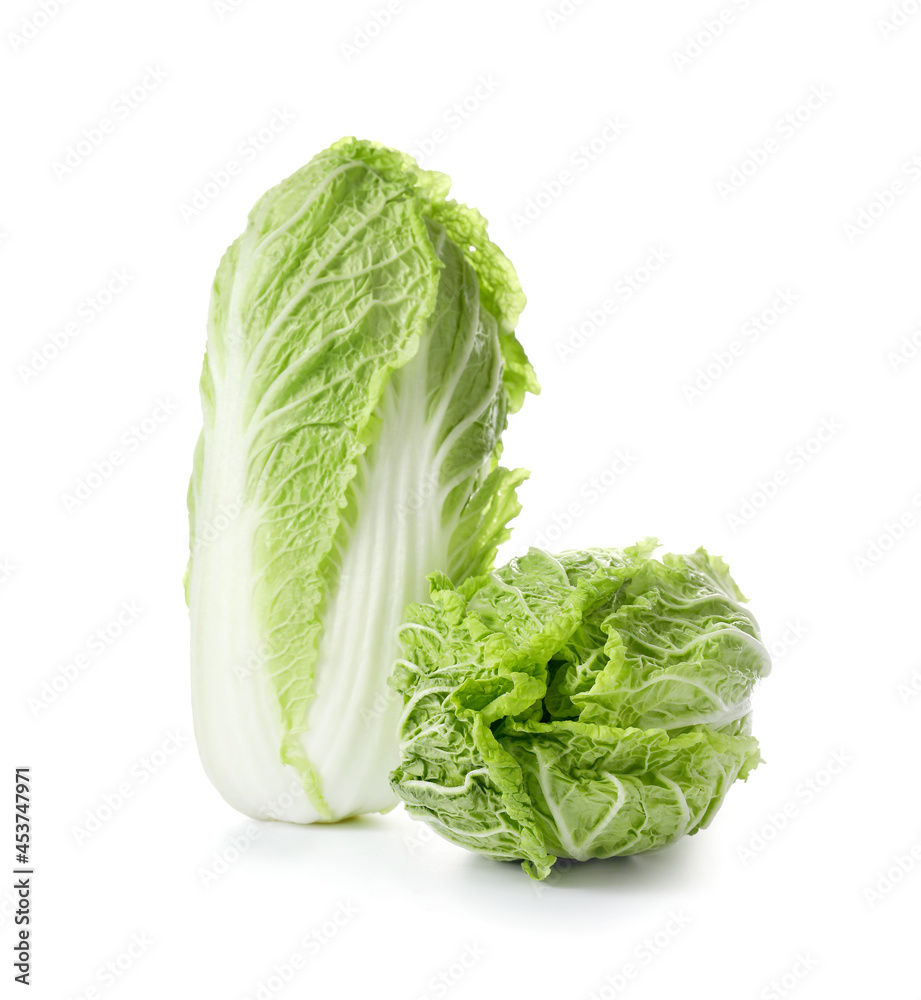 Fresh chinese cabbages on white background