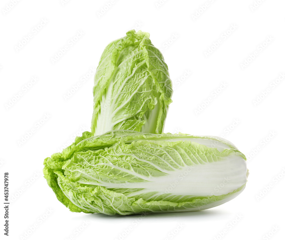 Fresh chinese cabbages on white background