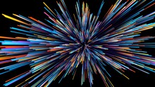 Colorful Background Or Wallpaper With Exploding Lines. Warp Speed. 3D Render / Rendering.