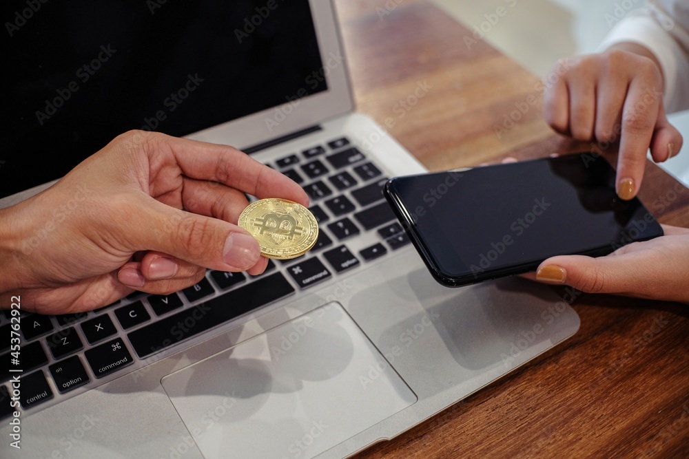 Golden bitcoin Cryptocurrency Ethereum Business, Finance and technology concept.