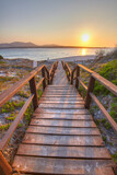 Fototapeta Natura - Footbridge to the beach of La Pelosa in Stintino, Sardinia, Italy