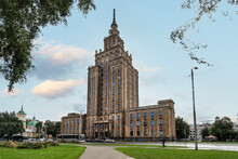 Latvian Academy Of Sciences Building In Riga.