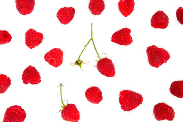 Sticker - fresh raspberries isolated on white background