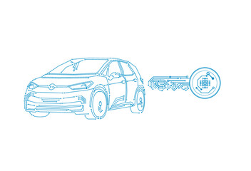 Wall Mural - electric car key - open doors illustration