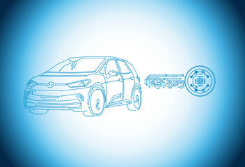 Wall Mural - electric car key - open doors