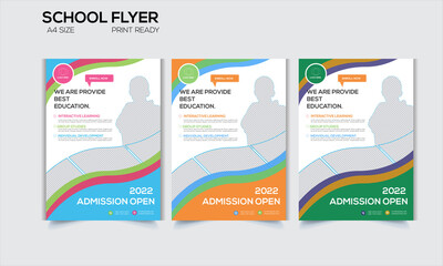Wall Mural - School & Education Institution Flyer Design use in multi Purpose with multi color and photo space. 