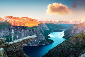 breathtaking view of trolltunga rock