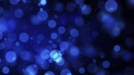 Wall Mural - dark blue abstract bokeh loop background, festive merry christmas and happy new year concept