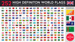 © David - Highly detailed flat vector illustration of a set of 252 flags of the world with names and meticulously crafted emblems. Correct aspect ratios.