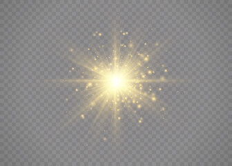 Wall Mural - flash of sun with rays and star.