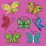 Fototapeta Motyle - Set of colored butterflies