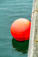 Canvas Print - Closeup shot of a red ball on lake