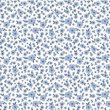 Ditsy Floral Vector Seamless Pattern. Small Blue Forget-me-not Flowers On White Background. Tiny Meadow Wildflower Motif. Liberty Style Texture For Nursery, Fashion Print, Textile, Wrap, Gift Paper