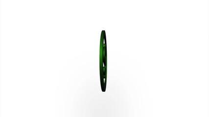Poster - Green dollar symbol icon flipping, rotation. Elegant 3d realistic light render. Seamless loop animation video