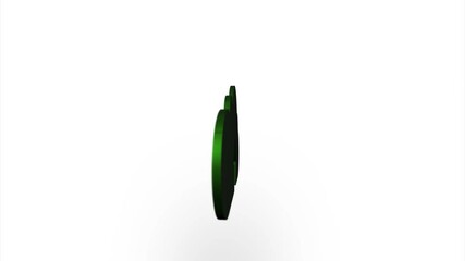 Poster - Green cloud upload line icon flipping, rotation. Elegant 3d realistic light render. Seamless loop animation video