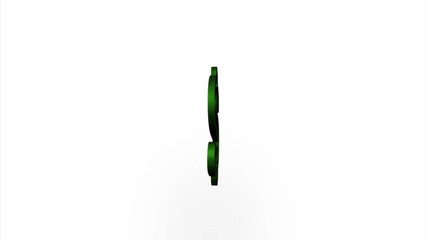 Poster - Green dollar symbol icon flipping, rotation. Elegant 3d realistic light render. Seamless loop animation video