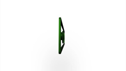 Poster - Green banknote dollar icon flipping, rotation. Elegant 3d realistic light render. Seamless loop animation video