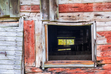 Sticker - Old weathered wooden barn in the countryside