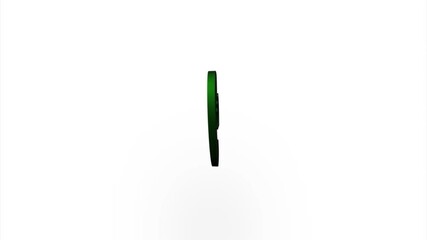 Aufkleber - Green telephone handset icon flipping, rotation. Elegant 3d realistic light render. Seamless loop animation video