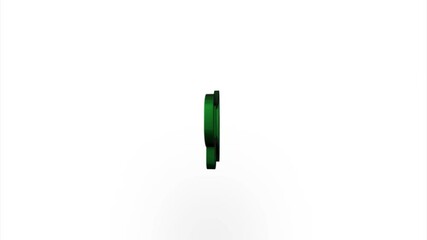 Poster - Green megaphone icon flipping, rotation. Elegant 3d realistic light render. Seamless loop animation video