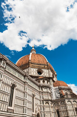 Wall Mural - view of the dome of Santa Maria del Fiore church and old town in Florence Basilica di Santa Maria del Fiore in Florence, Italy