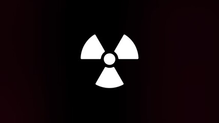 Poster - Radioactive symbol icon with glitch art effect. Retro futurism 80s 90s dynamic wave style. Video signal damage with tv noise and old screen interference. Loop 4k