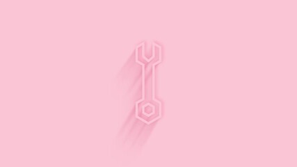 Aufkleber - Animated wrench icon with shadow on pink background. Neumorphism minimal style. Transparent background. 4K video motion graphic animation.