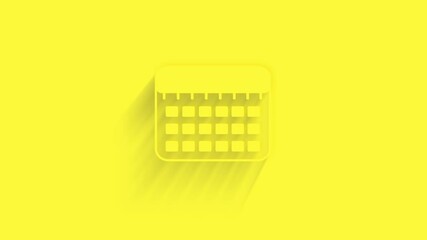 Aufkleber - Animated calendar icon with shadow on yellow background. Neumorphism minimal style. Transparent background. 4K video motion graphic animation.
