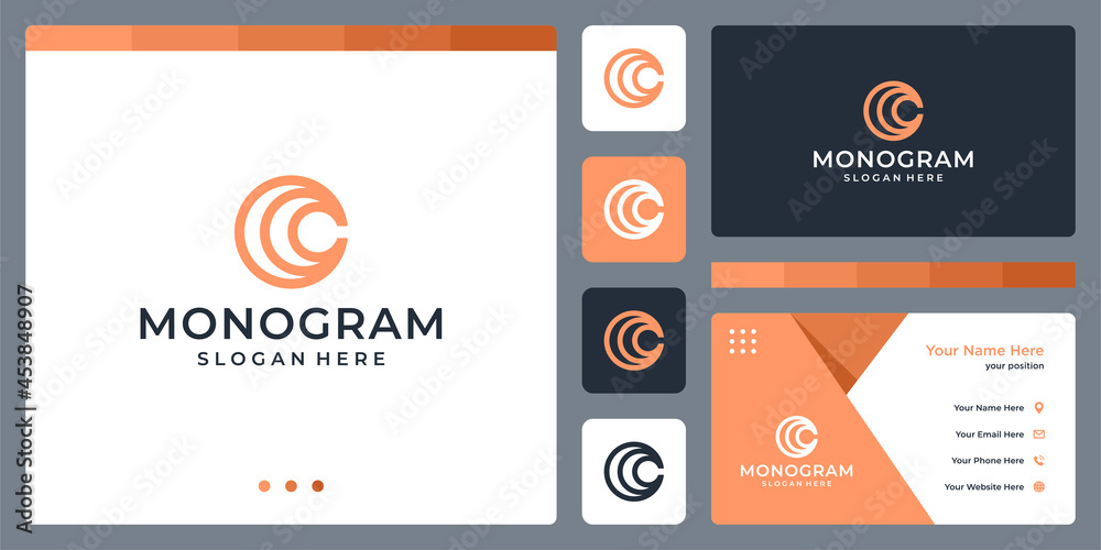 Initial letter C logo design template with circle line design vector ...