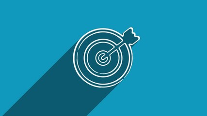 Leinwandbilder - white line target with arrow icon with shadow isolated on blue background. shadow reflection design.