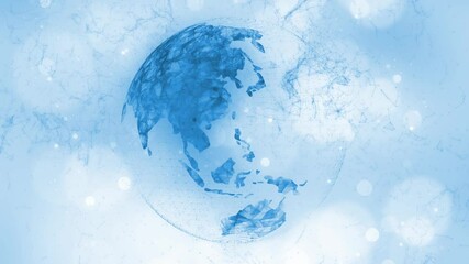 Wall Mural - Digital 3d earth planet globe rotation on artistic artificial intelligence cyberspace network animation background.