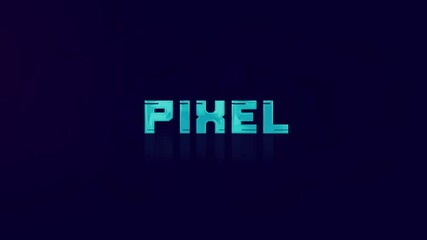 Fototapete - Animation of retro PIXEL text glitching on blue background. Old tv glitch interference screen. 4K Video motion graphic animation.