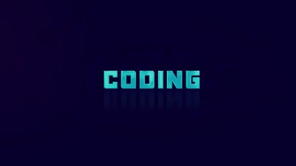 Poster - Animation of retro CODING text glitching on blue background. Old tv glitch interference screen. 4K Video motion graphic animation.