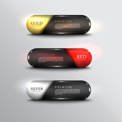 Wall Mural - vector buttons web glossy and steel for web color gold silver black red