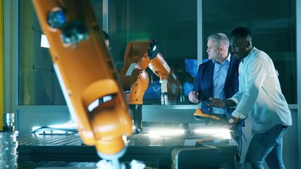 Wall Mural - robotics engineers are discussing bionic mechanisms