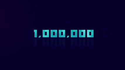 Aufkleber - Animation of retro ONE MILLION number glitching on blue background. Old tv glitch interference screen. 1000000 subscribers. 4K Video motion graphic animation.