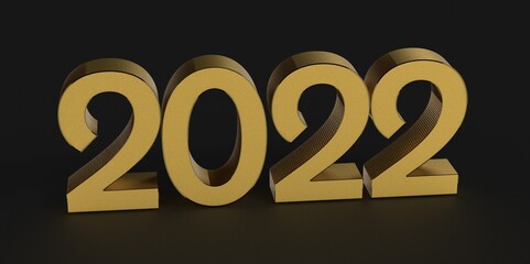 Poster - Gold number 2022 isolated on white background. 3d illustration