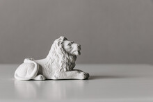 Toy Lion Figurine Made Of White Plaster For Painting With Paints