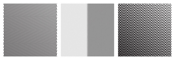 Wall Mural - set of oblique edgy zigzag lines pattern in vector