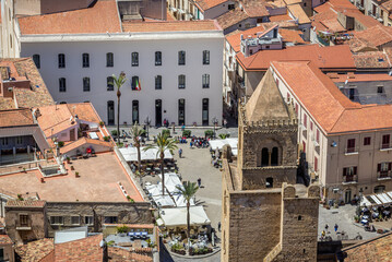 Poster - Cathedral and City Hall in historic part of Cefalu town on Sicily Island, Italy