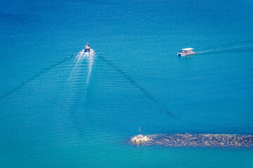 Poster - Boats on Tyrrhenian Sea in Castellammare del Golfo town on Sicily Island, Italy