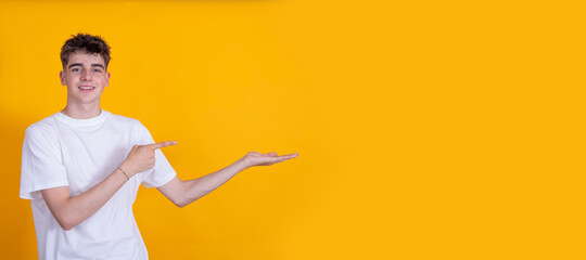 Sticker - isolated teen boy pointing to space