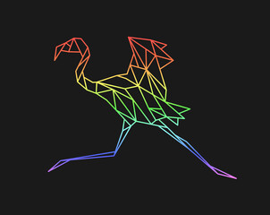 Canvas Print - Polygon flamingo. Low poly bird. Geometric logo icon. Triangle graphic