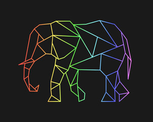 Canvas Print - Polygon elephant. Low poly animal. Geometric logo icon. Origami style