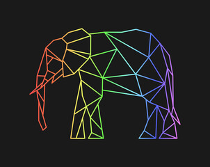 Canvas Print - Polygon elephant. Low poly animal. Geometric logo icon. Origami style